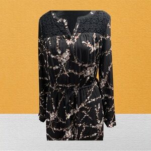 DR2 Black Floral Long Sleeve Dress